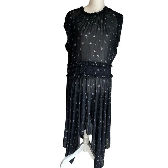 The Kooples Black Floral Midi Dress Size Large - Picture 5 of 9